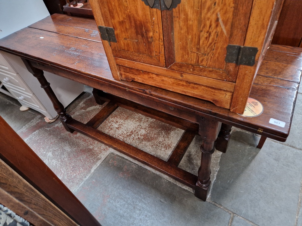 An aged oak refectory table, length 165cm.