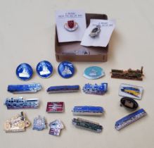 Small box of enamel railway badges