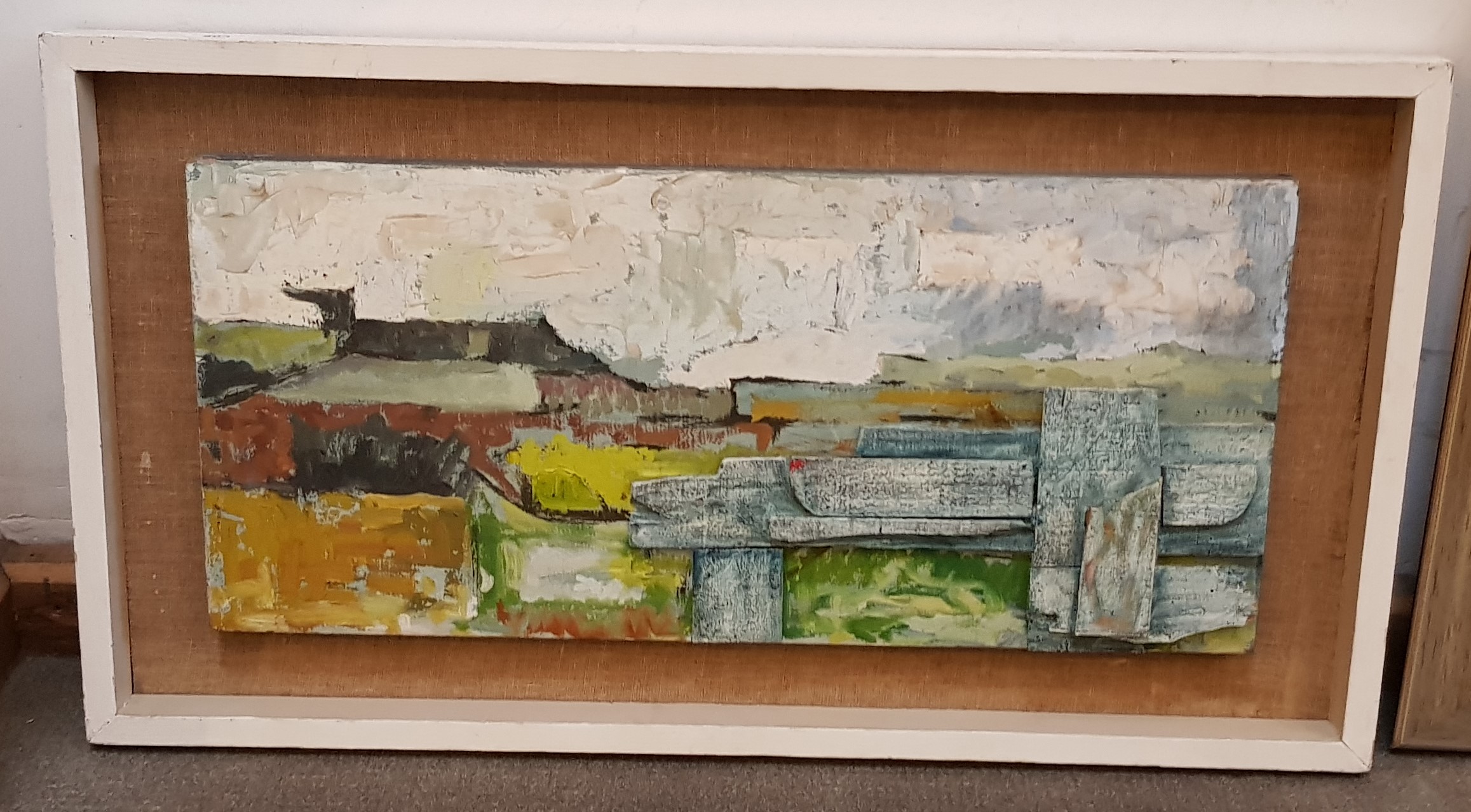 David Donne (British, 20th century), mixed media, 'Leicestershire Landscape No.4', 67.5cm x 31cm,