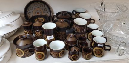 Denby ‘Arabesque’ table wares including 2 teapots, jugs, salt & pepper shakers etc. (32 items)