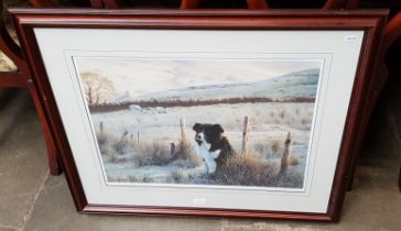 Steven Townsend (b.1955), 'First Light', 265/600, signed limited edition print of a collie dog, 56.
