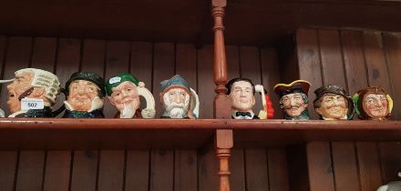 Royal Doulton character jugs - 2 mid size Buzfuz and Cap’n Cuttle with 6 small size including