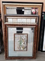 A mixed lot of modern mirrors (x2), tiled pictures (x2) and mirrored pictures (x3).