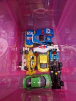 A box of ten various Scalextric cars (as found).