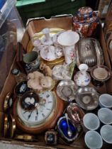 A mixed lot including silver plated ware, ceramics, Japanese ginger jar, Wedgwood jasperware urn,