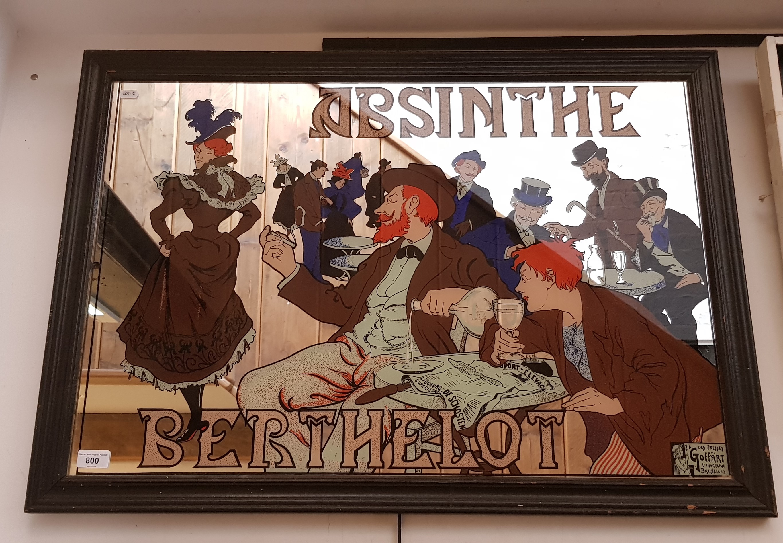 An Absinthe advertising mirror, 89cm x 63cm (overall).
