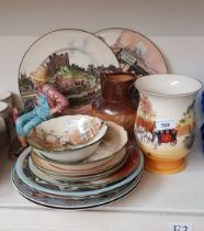Royal Doulton - ‘Dickens’ series ware items and other pieces including a stoneware jug with