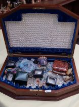 A jewellery box containing costume jewellery, some vintage.