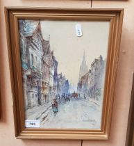 Thomas W Walshaw (1860-1906), watercolour, Chester street scene, 19.5cm x 26.5cm, signed to lower