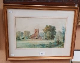 M Crouse (British, 20th century), watercolour, Eccleston Church, Chorley, framed and glazed 51cm x