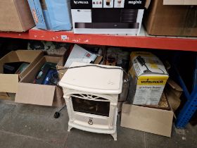 Approx. 4 boxes of various tools, power tools, garage ware, etc together with an electric fire and a