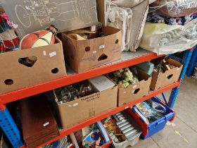 5 boxes of miscellaneous items including ornaments, glassware, pottery, etc together with a chess