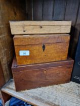 Two 19th century tea caddies together with one other box of a similar age.