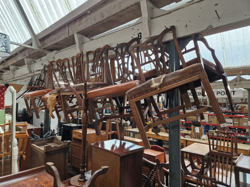 A set of six mahogany Chippendale style dining chairs (as found).