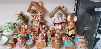 Collection of Pendelfin figures and houses