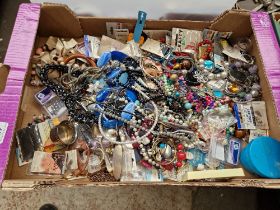 A box of assorted costume jewellery