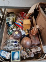 A box of mixed collectables.
