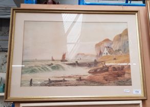 Louis Chappell (19th century), watercolour, coastal scene, 53.5cm x 33.5cm, signed 'L Chappell 86 to