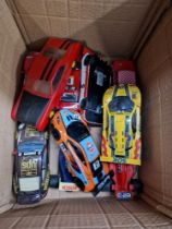 A box of ten various Scalextric cars (as found).