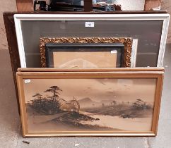 Various pictures and prints including Japanese paintings, watercolour, etc.