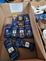 Nine Subaru Scalextric cars (as found).