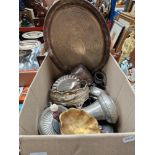 A box metalware including pewter and silver plated ware, etc.