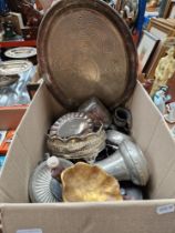 A box metalware including pewter and silver plated ware, etc.