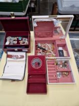 2 jewellery boxes containing assorted costume jewellery