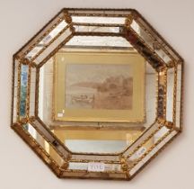 A vintage Venetian octagonal wall mirror, 40.5cm x 40.5cm.