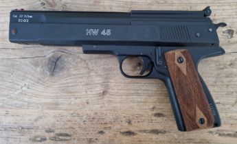 A Weihrauch HW 45 .22 calibre air pistol, serial no.412390, 27cm long. (BUYER MUST BE 18 YEARS OLD