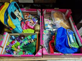 Two boxes of Various Disney toys and figures including A Bugs Life, Aladdin, The Hunchback of