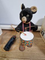 A vintage Barney Bear 'The Drummer' battery operated Remote controlled toy.