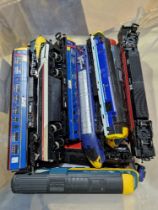A box of assorted Hornby locomotives & rolling stock.