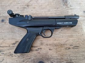 A Webley & Scott Hurricane .22 calibre air pistol, 26cm long, with hard case. (BUYER MUST BE 18