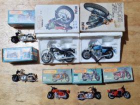 Vintage die-cast motorcycles comprising five Matchbox and two Polistil.