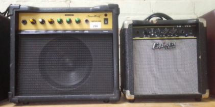 Two guitar amplifiers: Sound King 30w and a Cruiser CR10G.