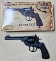 A Webley MKVI service revolver .455 4.5mm calibre Co2 air gun, serial no.14K32632, 29cm long....