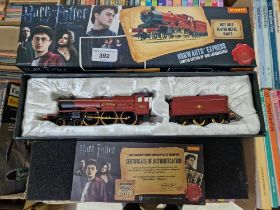 A limited edition Hornby Harry Potter Hogwarts Express locomotive with gold plated parts, with