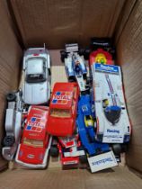 A box of ten various Scalextric cars (as found).
