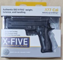 A Sig Sauer X-Five .177 calibre Co2 air pistol, serial no.18C00423, 22cm long, in original box....