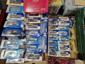 Two boxes of assorted boxed diecast vehicles to include Lledo, Van Guards & Corgi, approx. 48