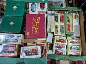 Two boxes of assorted boxed diecast vehicles to include Lledo/Days Gone, Harrods, Corgi & Radio