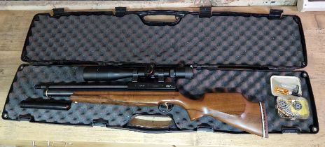 A Webley Raider .22 calibre pcp air rifle S.W.P 200 BAR TR HT with an AGS 6-24x50 SFIR PA 1/2mil-dot