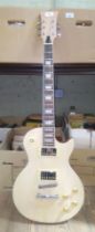 A Les Paul style electric guitar.