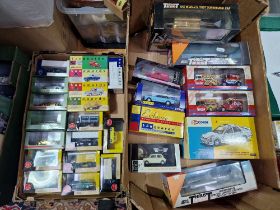 Two boxes of assorted boxed diecast vehicles to include Lledo, Van Guards & Corgi, approx. 27