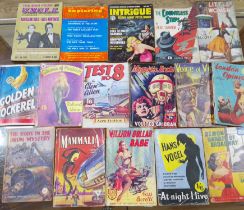 Assorted pulp fiction, sci fi, crime and mystery, including Sexton Blake etc. etc. circa 1950s.