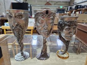 Three Royal Selangor Lord of the Rings pewter goblets; Arwen, Frodo and Gandalf.