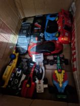 A box of ten various Scalextric cars (as found).