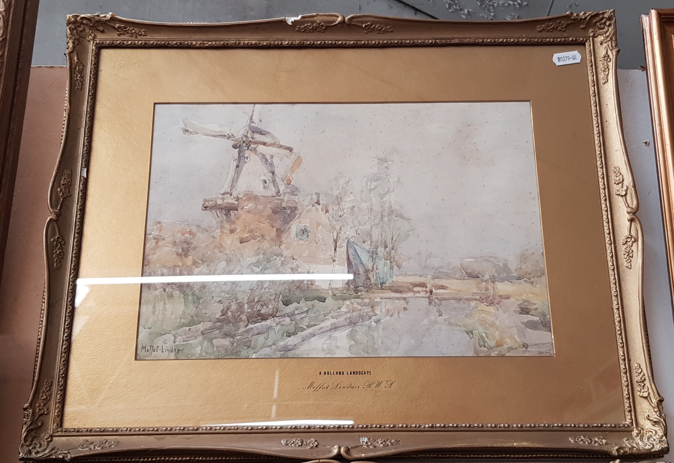 Moffat Peter Lindner (1852-1949), pair of watercolours titled 'A Holland Landscape' and 'The Quay - Image 2 of 5