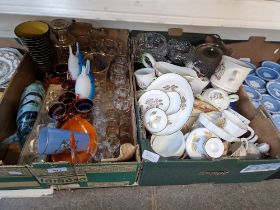 Box of glassware and a box of ceramics